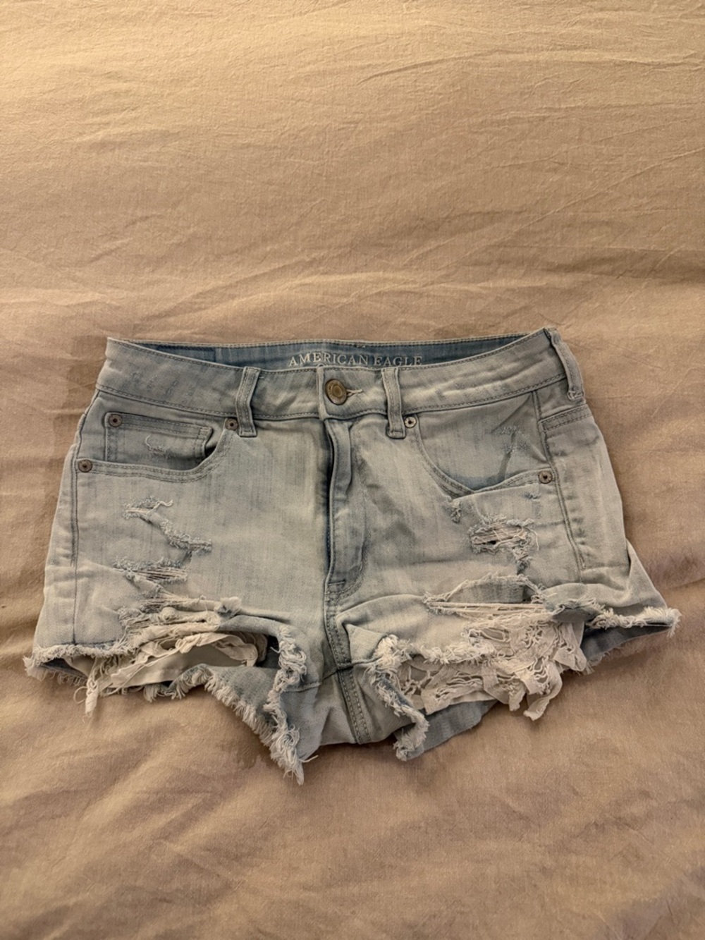 American Eagle Outfitters Light Blue Ripped Denim Jean Shorts